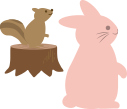 リスとウサギ